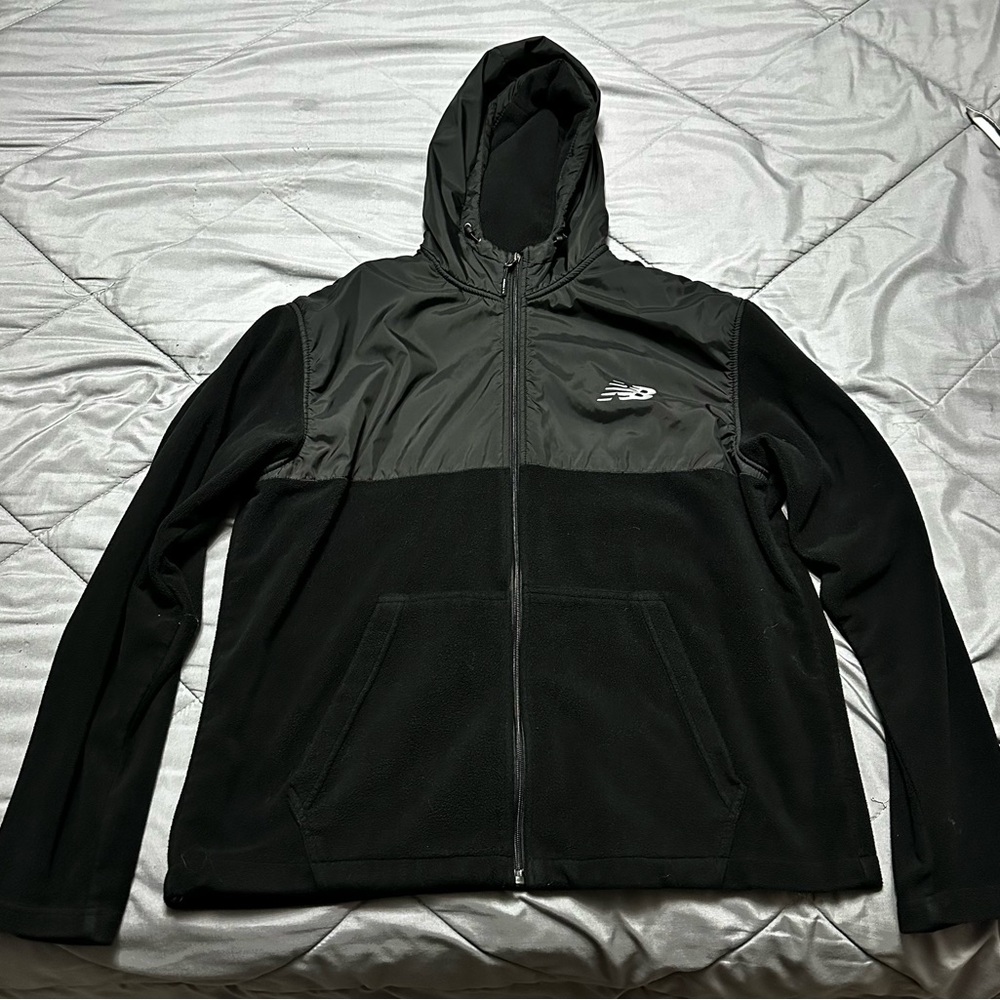 New Balance Black Fleece Zip-Up Jacket • Hooded • Men’s XL • Lightly Worn